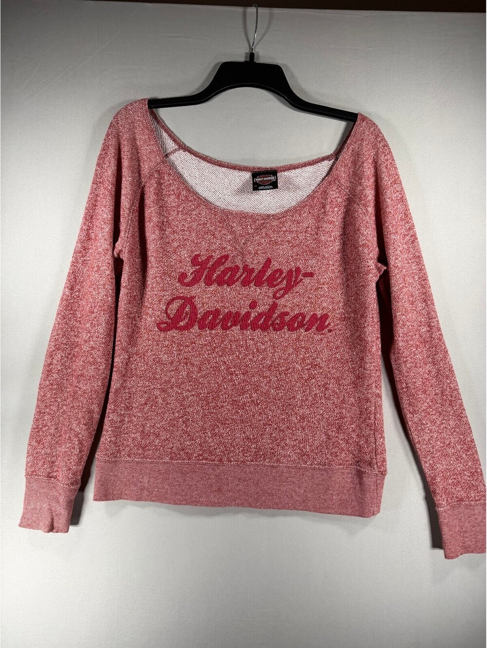 Harley-Davidson Women's Size Medium Heathered Red Cotton Scoop Neck Sweatshirt